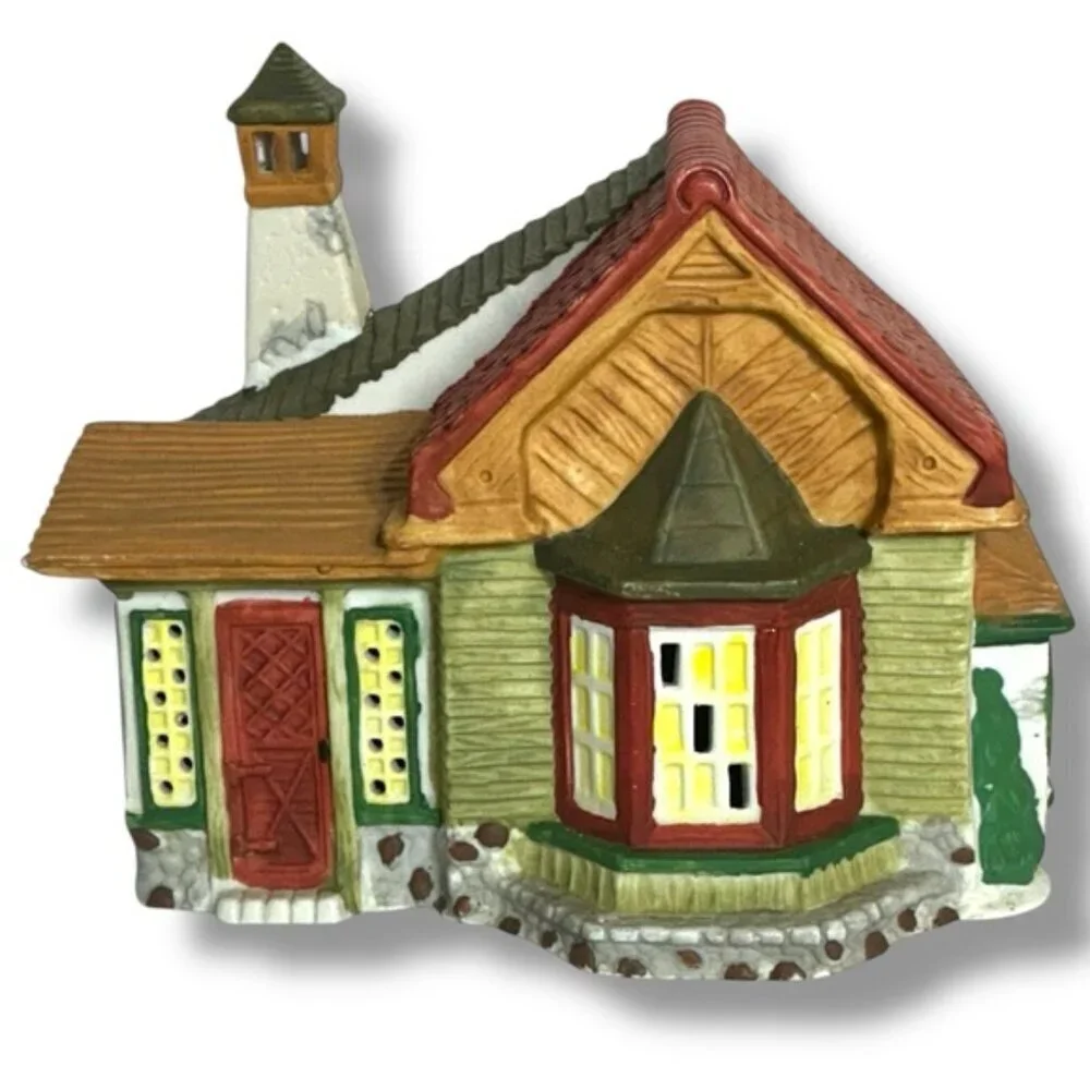 Vintage Holiday Village Illuminated House Porcelain OurTown Series 1992